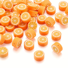 50pcs Orange Polymer Clay Slice Beads DIY Jewelry Accessories