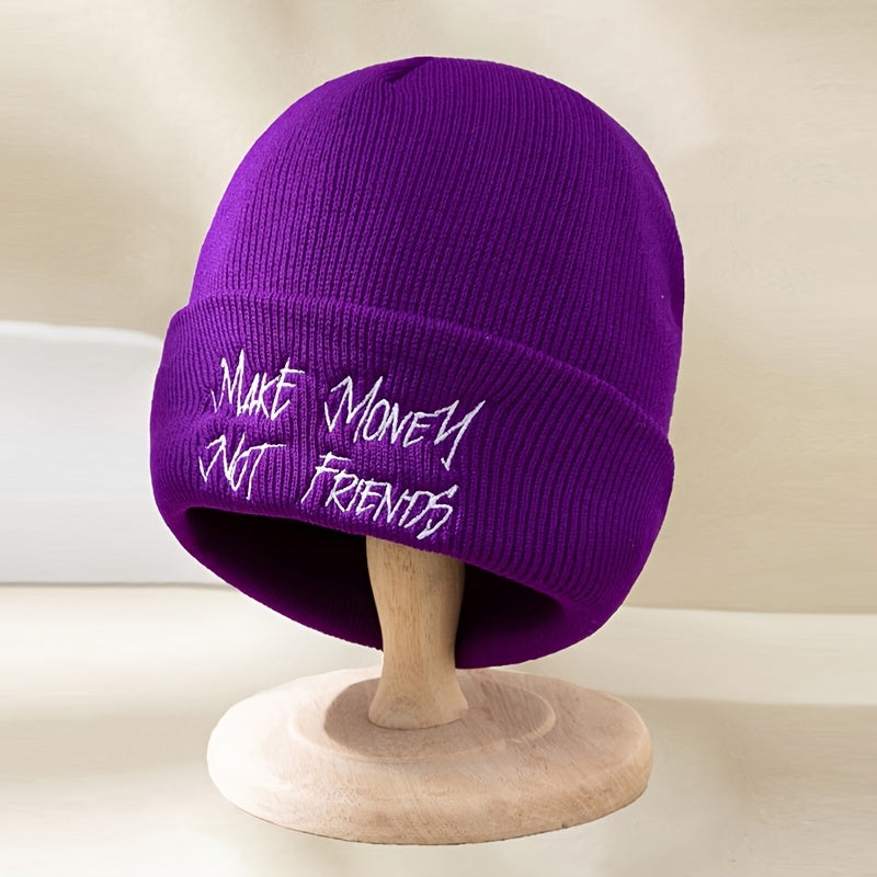 Embroidery Knit Hat Beanie Solid Winter Soft Outdoor Casual Hat