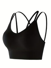Solid Cami Crop Tops Casual Comfy Spaghetti Strap Top Women's Lingerie