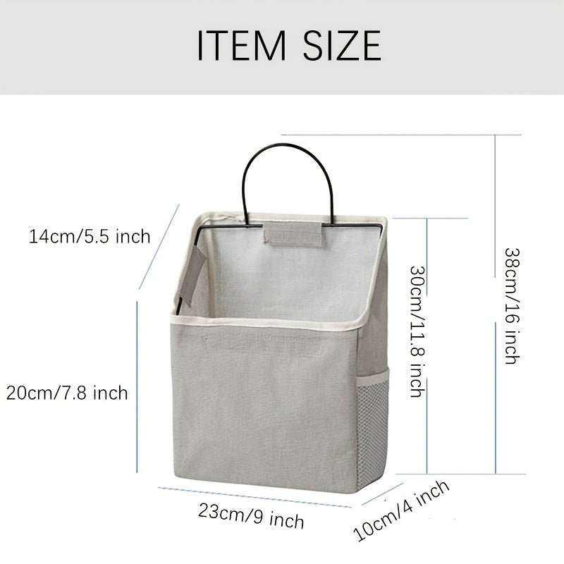 Wall Mounted Cotton Linen Storage Bag with Hooks