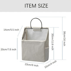 Wall Mounted Cotton Linen Storage Bag with Hooks