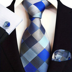 Men's Jacquard Tie Cufflink Square Scarf Business Parties