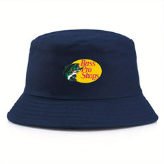 Fish Embroidery Sunshade Bucket Hat Outdoor Fishing