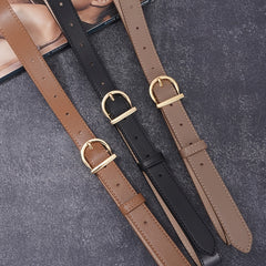 Solid Leather Belt Women's Casual Pin Half Round Buckle Belts