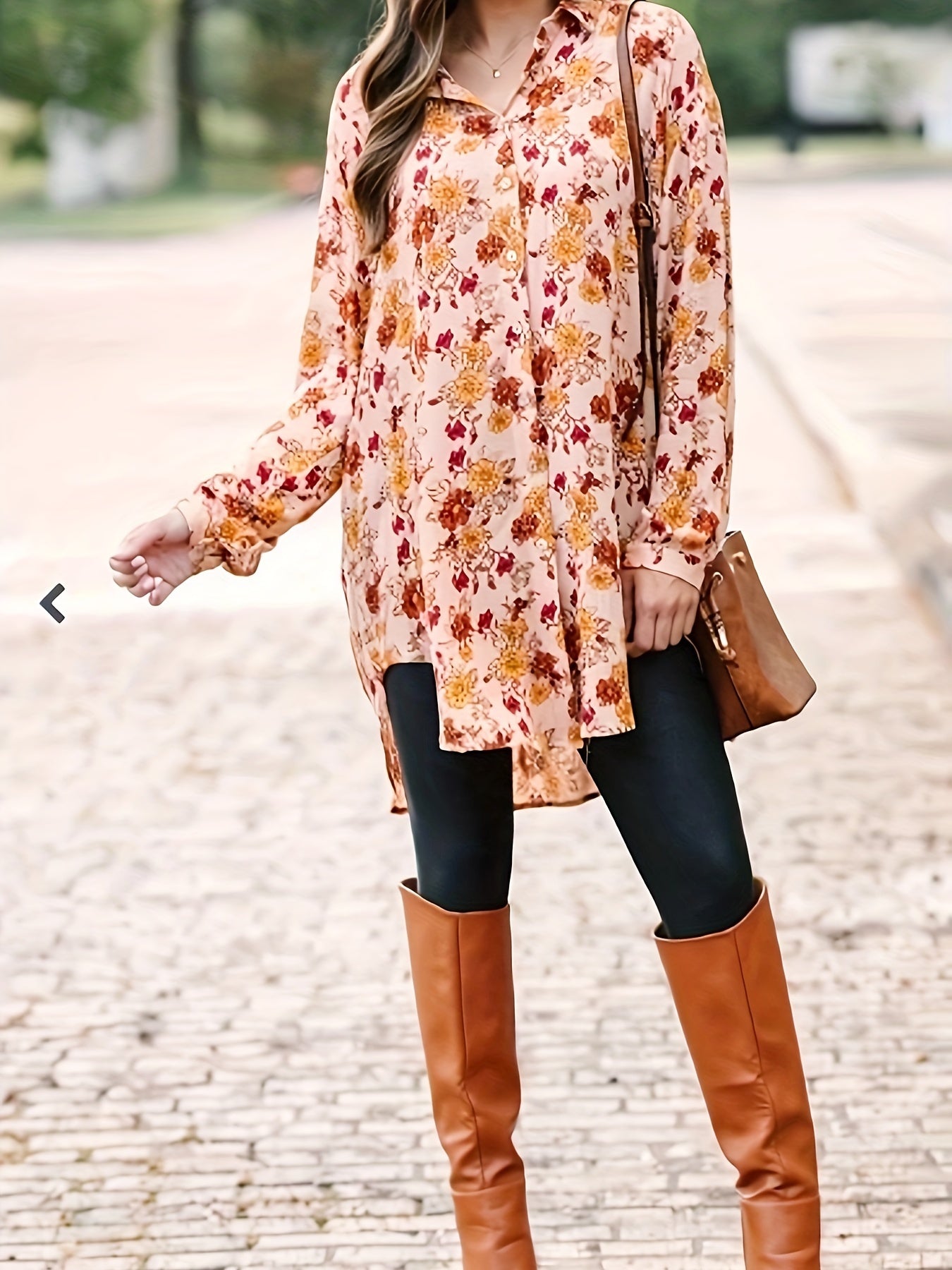  Floral Print Button Up Blouse