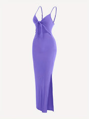 Sexy Ribbed Maxi Dress with Side Split