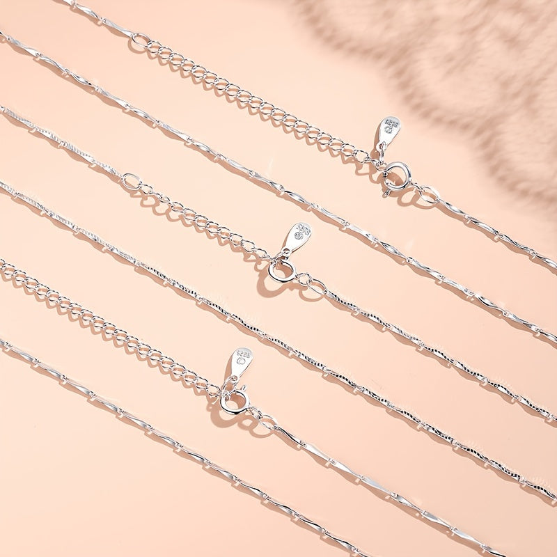 925 Sterling Silver Necklace Women's Clavicle Chain Variety Of Chain Types