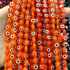 48pcs 8mm Evil Eye Glass Beads for Jewelry Making DIY Charms Materials
