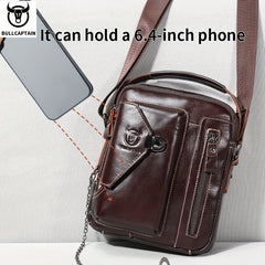 BULLCAPTAIN Leather Shoulder Bag Crossbody Satchel for Men