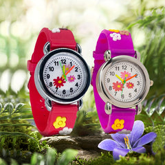 2pcs Small Flower Quartz Watch, Not Waterproof, School Birthday Gift