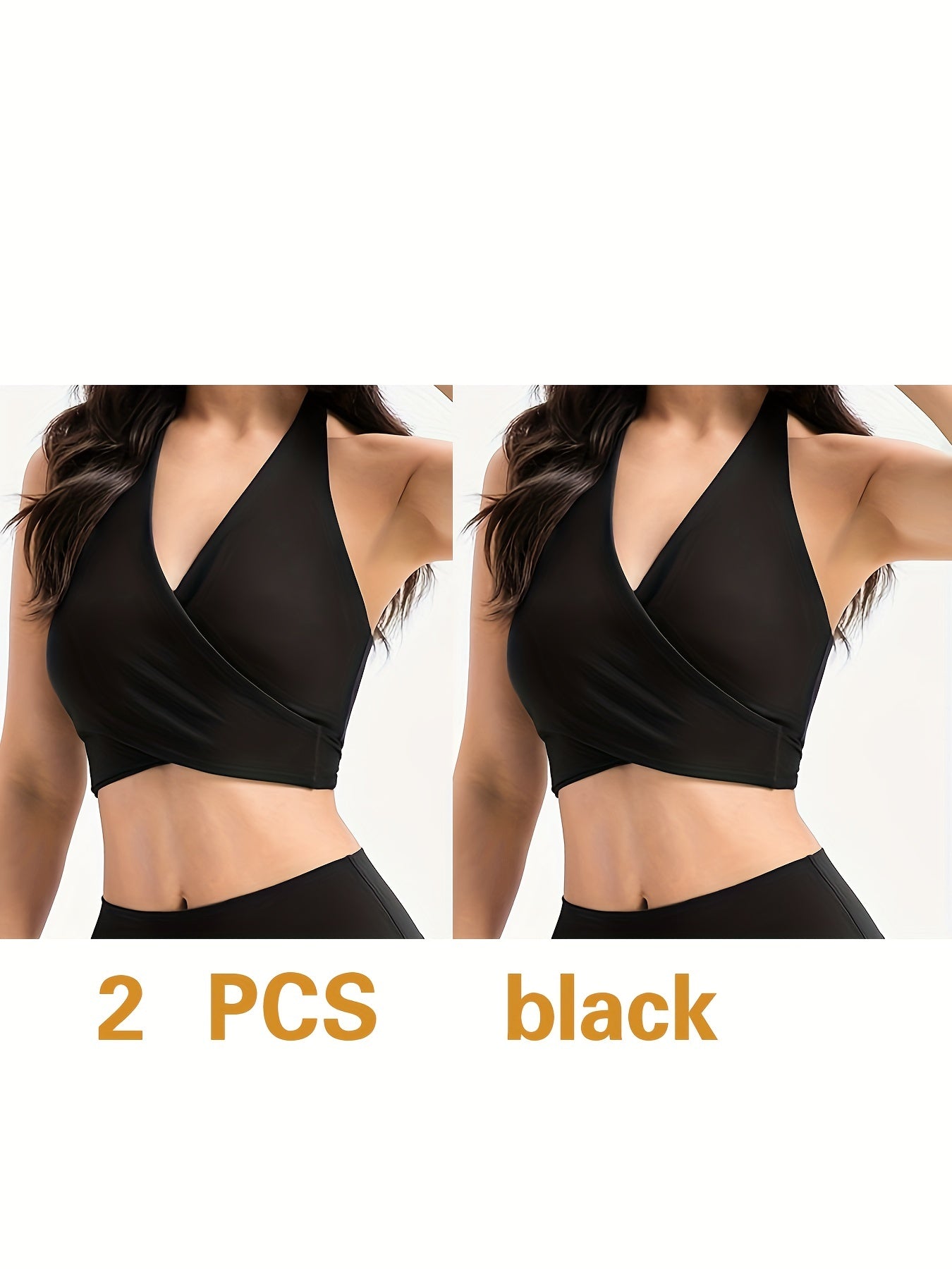 2pcs Wireless Bras Criss Cross Strappy Cut Out Yoga Bra Women's Lingerie