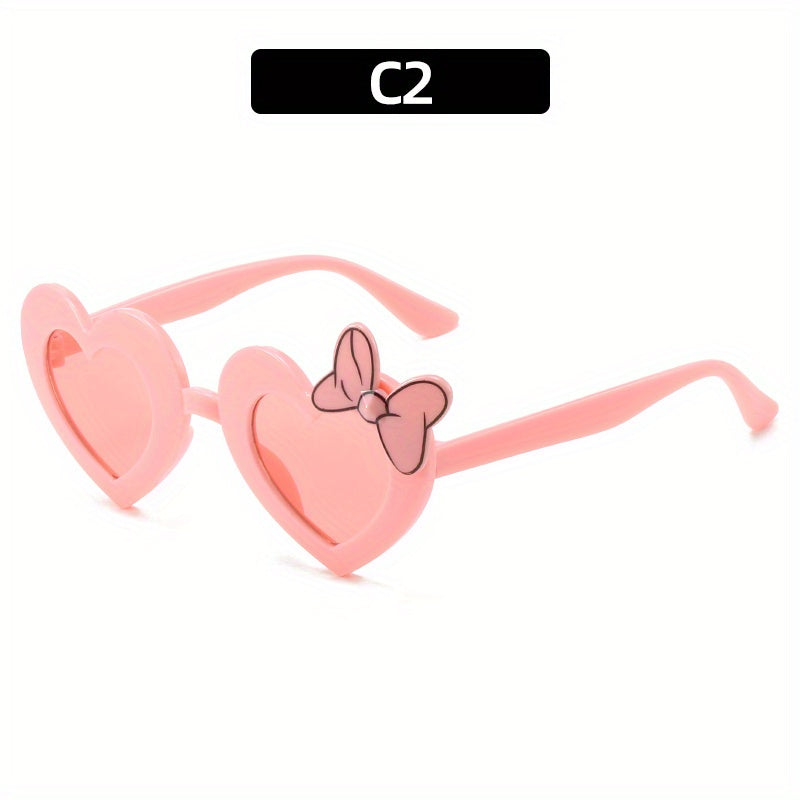 Girls Heart Shape Frame Bowknot Sunglasses for Party