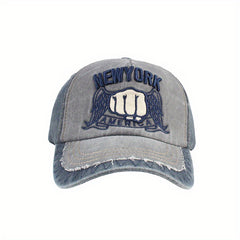 Washed Cotton Fist Embroidered Peaked Cap Sunshade Baseball Cap