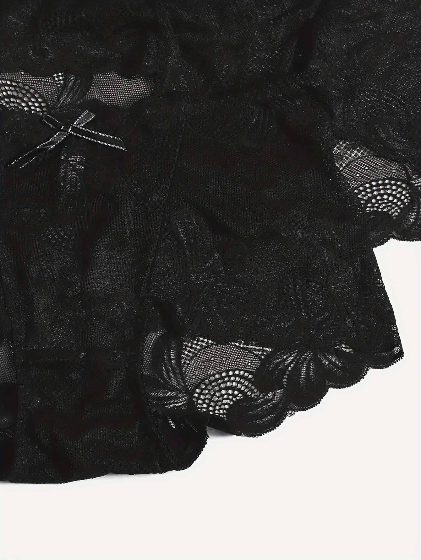 3 Pack Plus Size Panties Set Women's Plus Floral Lace Bow Detail