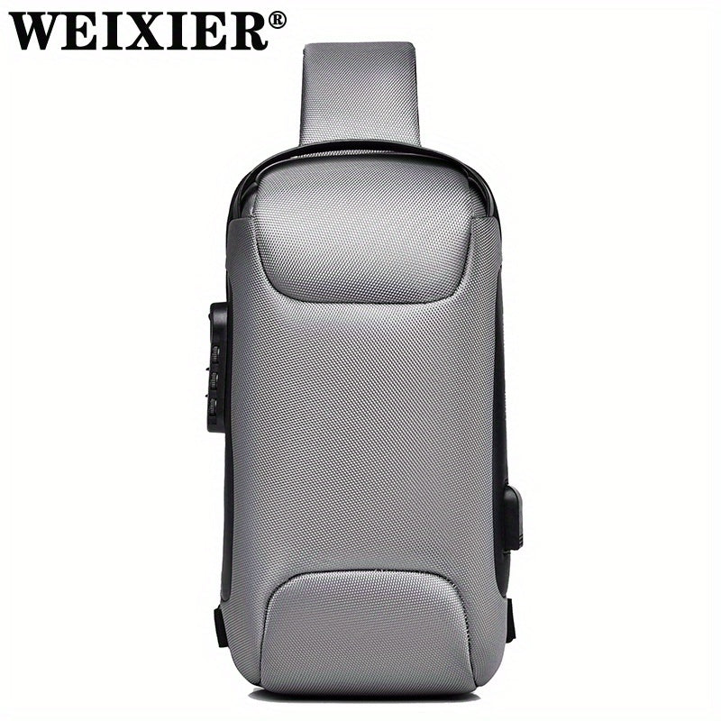 WEIXIER Men's Waterproof Waist Bag USB Charging Lock Gift For Father