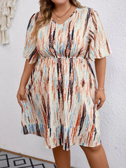  Casual Dress Women's Plus V Neck Short Sleeve Dress