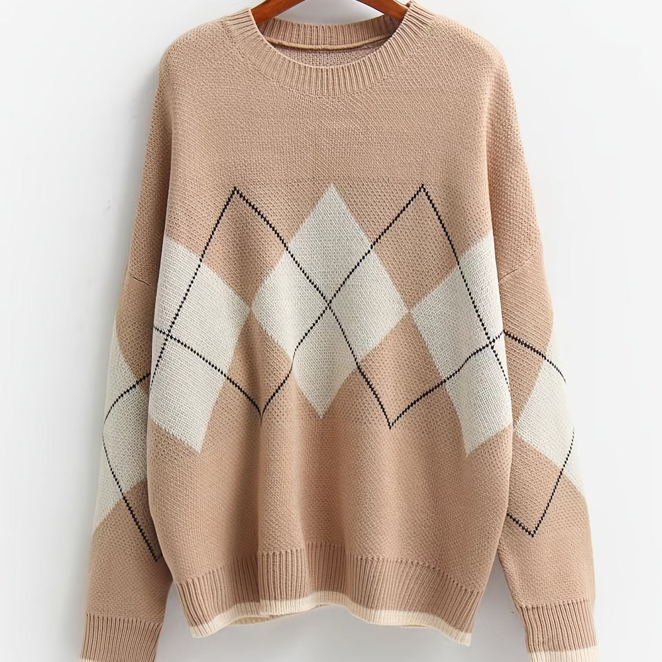  Argyle Pattern Round Neck Sweater Women's