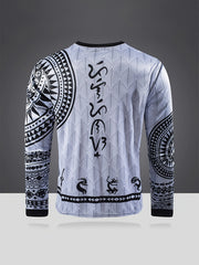 Men's Geometric Pattern Shirt Long Sleeve Top