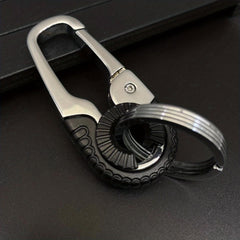 1pc Stainless Steel Keychain Hook Buckle Carabiner Double Ring Fishing Keyring