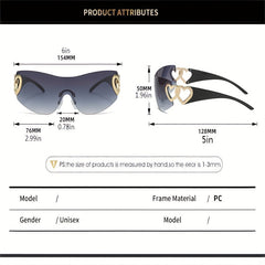Y2K Wrap Around Sunglasses Gradient Lens Heart Hinge UV400