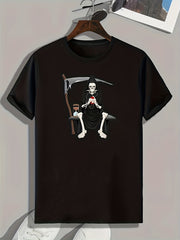 Skeleton Print Men's Graphic T shirt for Summer