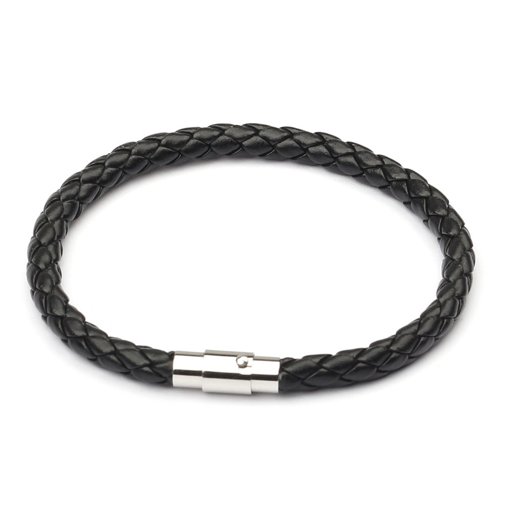 European Magnetic Men's Leather Rope Bracelet