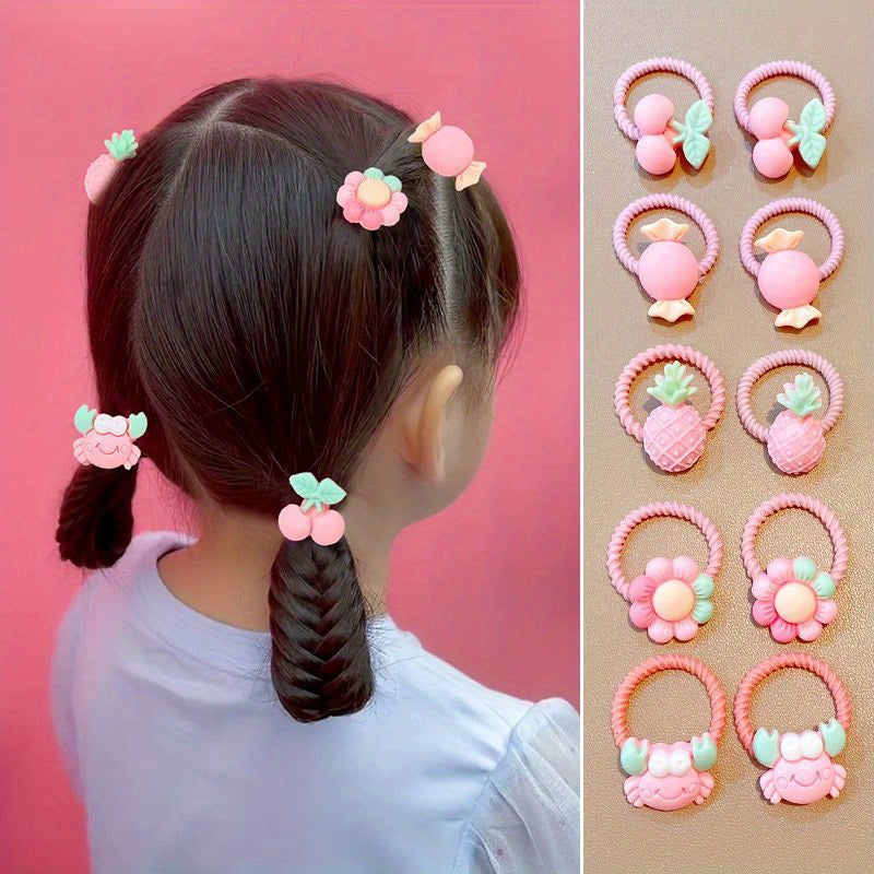 10pcs Flower Hair Ring High Elastic Headwear
