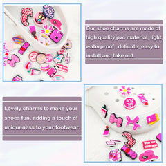 35pcs Pink Shoe Charms For Jibbitz Bubble Slides Sandals Kids Girls Boys