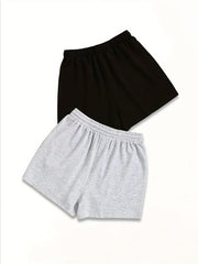 2 Pack Plus Size Heart Print Drawstring Shorts With Pockets