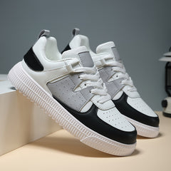 Women's Block Faux Leather Skate Shoes Lightweight Wear Resistant