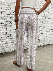 Geo Striped Print High Waist Loose Trousers