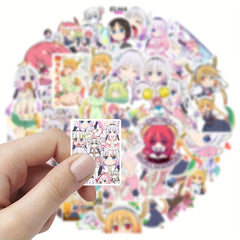 54pcs Dragon Servant Anime Stickers in Various Colors Self Adhesive Decorative S