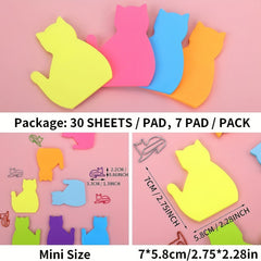Cat Sticky Notes & Paper Clips Set - Funny Cat Office Supplies