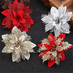 12pcs Artificial Poinsettia Flower 13 97 Cm Christmas Flowers Decoration