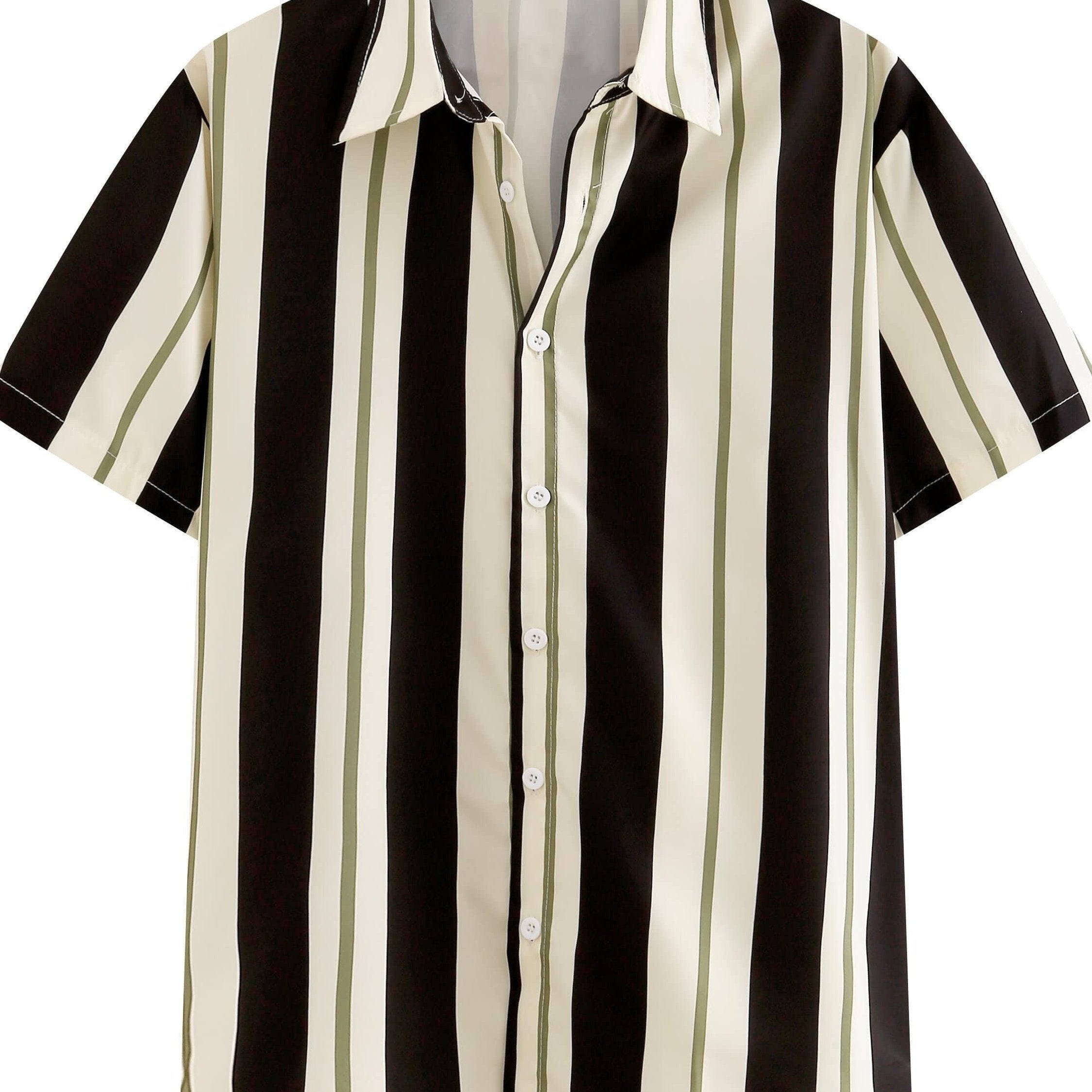 Stripe Print Men's Casual Short Sleeve Shirt - Summer Resort Tops