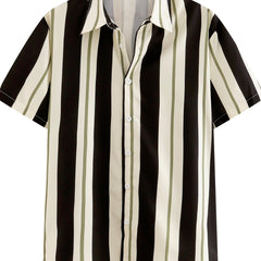 Stripe Print Men's Casual Short Sleeve Shirt - Summer Resort Tops