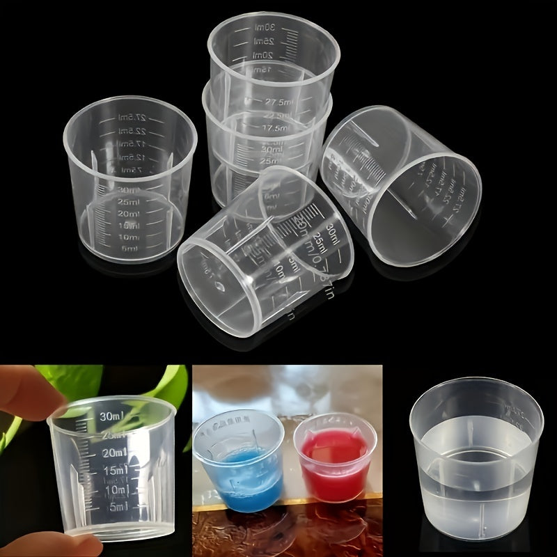 20pcs Plastic Measuring Cup Graduated Cup, Small & Transparent, 10-200ml