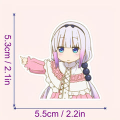 54pcs Dragon Servant Anime Stickers in Various Colors Self Adhesive Decorative S