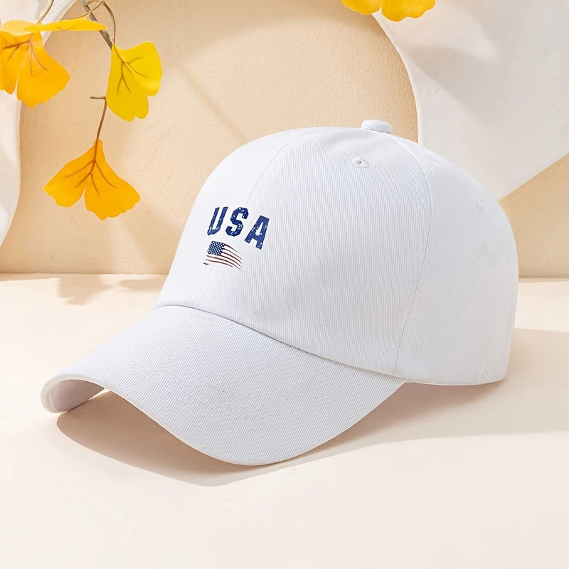 Solid Color Flag Baseball Cap Sun Hat for Men Women