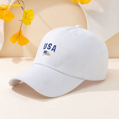Solid Color Flag Baseball Cap Sun Hat for Men Women