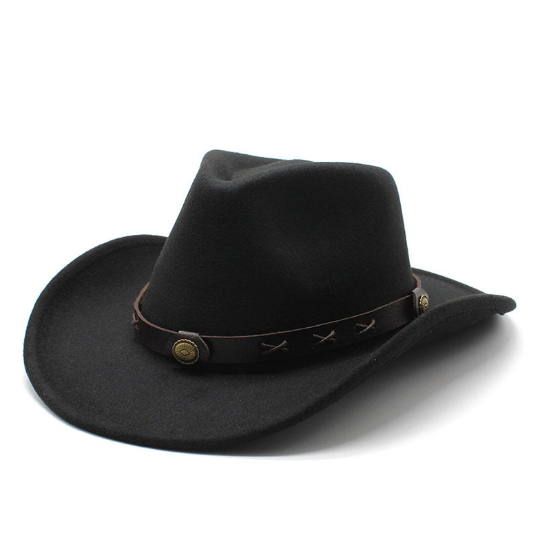 Classic Wide Belt Fedora Hat - Western Style