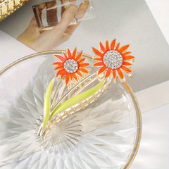 Sun Flower Rhinestone Hair Claw Back Head Clip Sense Shark Claw Flower Headwear