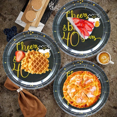 Golden Birthday Theme Party 10 Pcs Paper Dessert Plates Cheers To Tableware