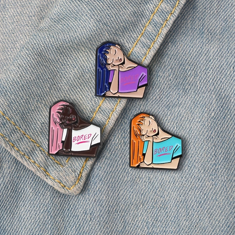 Zinc Alloy Cartoon Girl Brooch