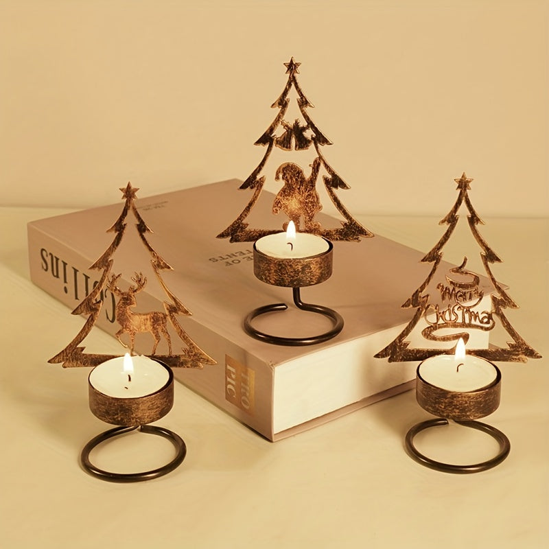 Christmas Candlestick Wrought Iron Desk Ornament