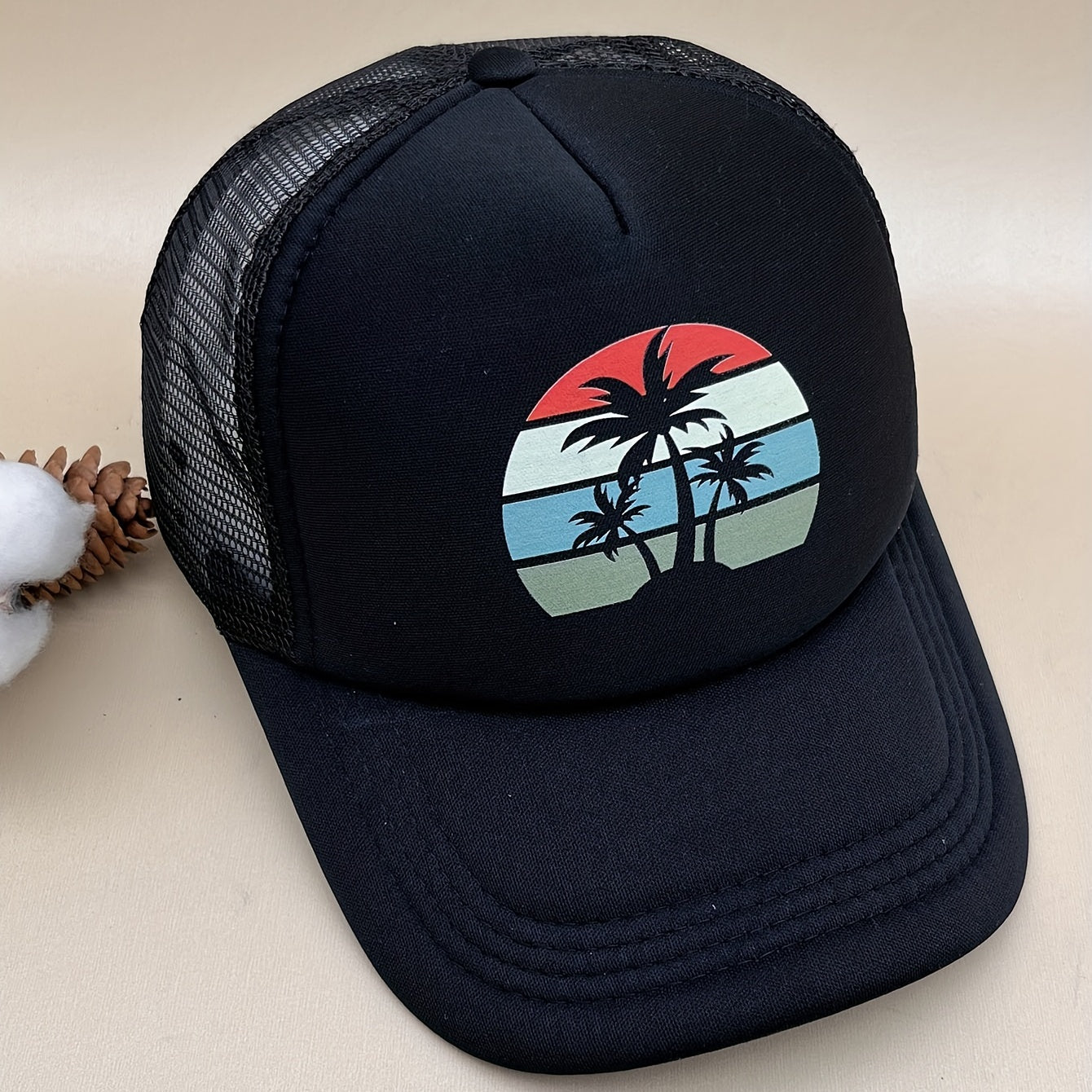 Adjustable Coconut Tree Pattern Baseball Cap for Outdoor Sport