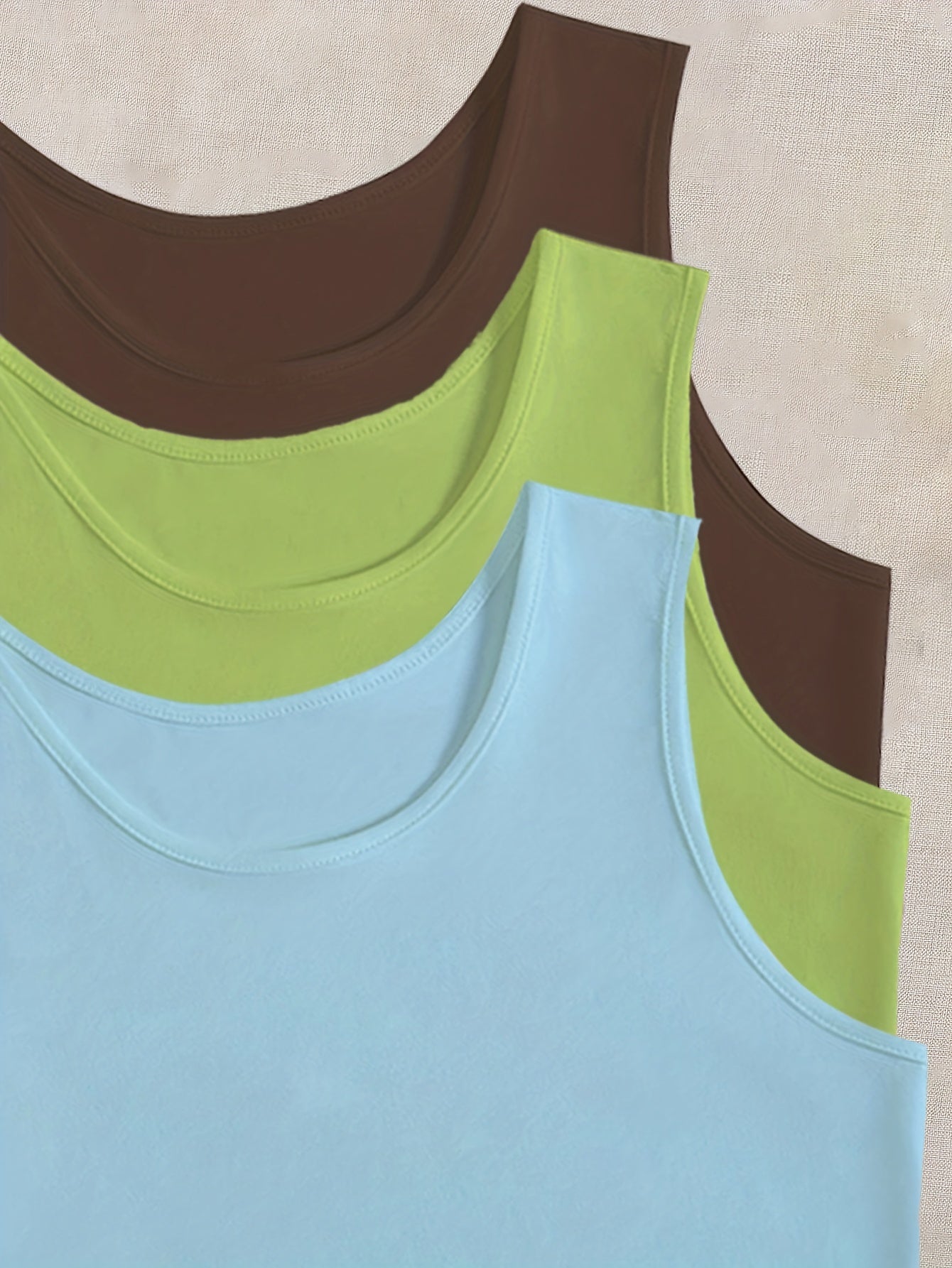 Y2K Crop Tank Top 3pcs Set Sleeveless Crew Neck Casual Top