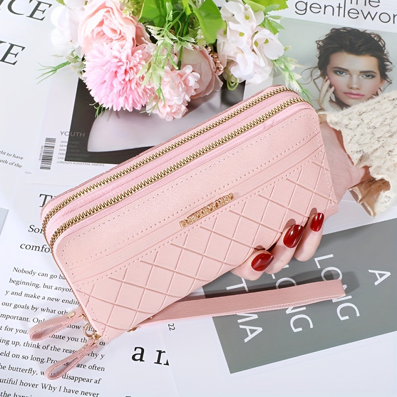 Large Capacity Zipper Coin Purse Clutch Bag with Wristband
