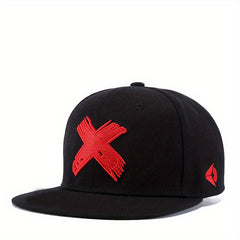 Unisex X Embroidery Snapback Hat Solid Casual Adjustable Baseball Cap