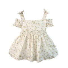 Baby Girl Off Shoulder Shirred Ditsy Print Cami Dress